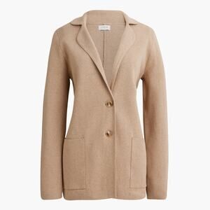 J. Crew Factory Cotton Sweater Blazer Camel Knit 2 Button Jacket Size PM‎